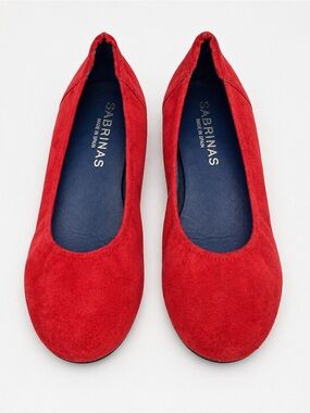 Sabrinas Red Suede Ballet Flats Sz 39 EU EUC Made in Spain Slip-On US8.5/9